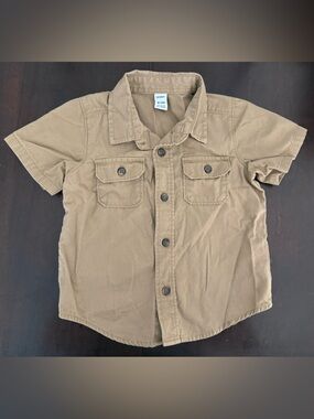 Old Navy Toddler Boys Button-Up Shirt in Khaki Brown, size 18-24mo